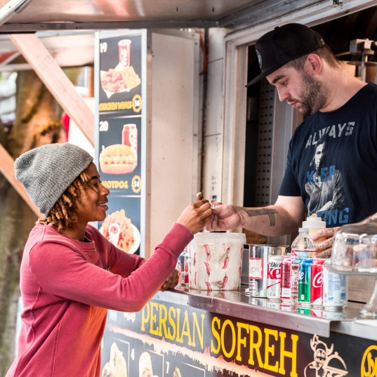 Student at a Portland food cart