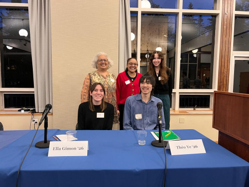 2024 Symposium Panel, from left to right: (top) Valerie White, Christabel Léonce, Tessa Forth (Intern/MC/Questioner), (bottom) Ella Gimo...