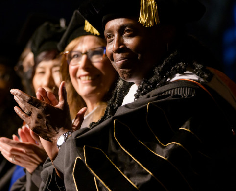 President Holmes-Sullivan at her inauguration.