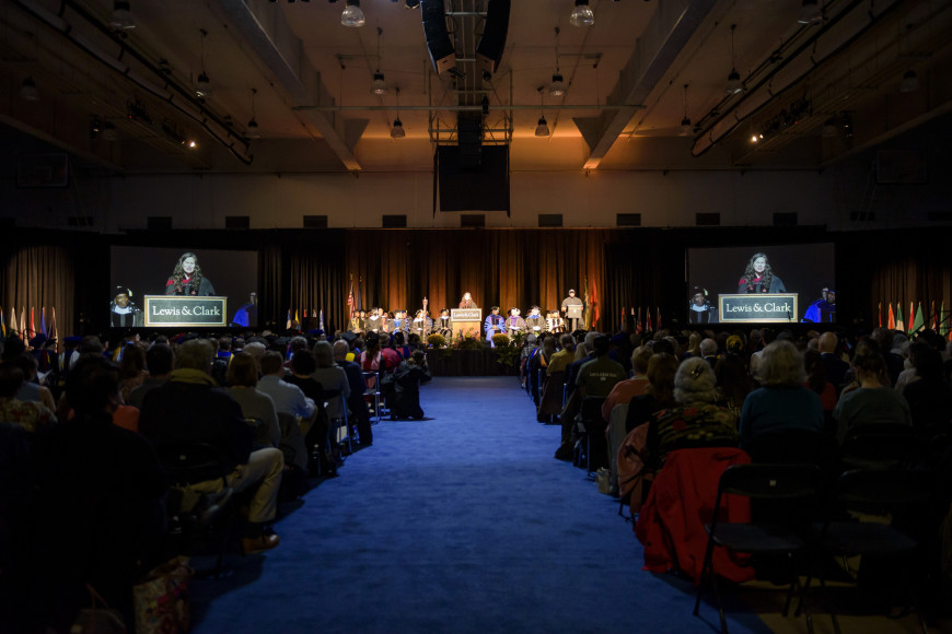 The inauguration ceremony for President Holmes-Sullivan.