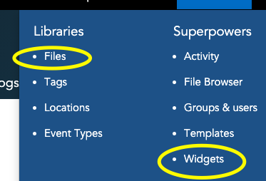 Dashboard Toolbox dropdown