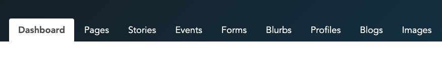 Tabs on the LiveWhale Dashboard