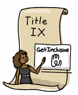 Title IX image by Sofia Reeves BA '23 for the Mossy Log