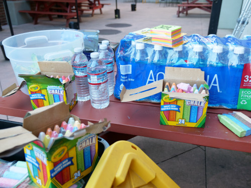 Chalk for Juneteenth event at Bag&Baggage Production's The Vault Theatre, Hillsboro, Oregon, on June 19, 2021.