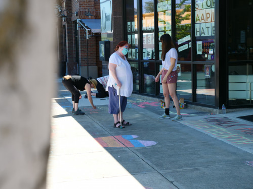 Chalk for Juneteenth event at Bag&Baggage Production's The Vault Theatre, Hillsboro, Oregon, on June 19, 2021.