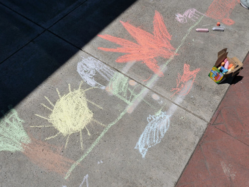 Chalk for Juneteenth event at Bag&Baggage Production's The Vault Theatre, Hillsboro, Oregon, on June 19, 2021.