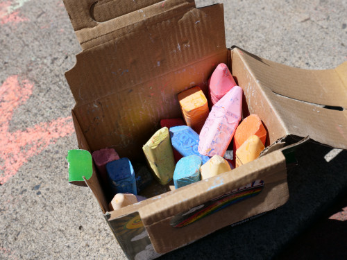 Chalk for Juneteenth event at Bag&Baggage Production's The Vault Theatre, Hillsboro, Oregon, on June 19, 2021.