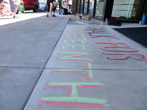 Chalk for Juneteenth event at Bag&Baggage Production's The Vault Theatre, Hillsboro, Oregon, on June 19, 2021.