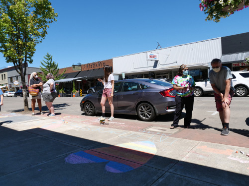 Chalk for Juneteenth event at Bag&Baggage Production's The Vault Theatre, Hillsboro, Oregon, on June 19, 2021.