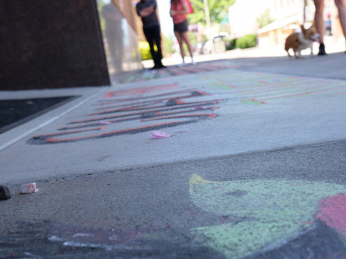 Chalk for Juneteenth event at Bag&Baggage Production's The Vault Theatre, Hillsboro, Oregon, on June 19, 2021.