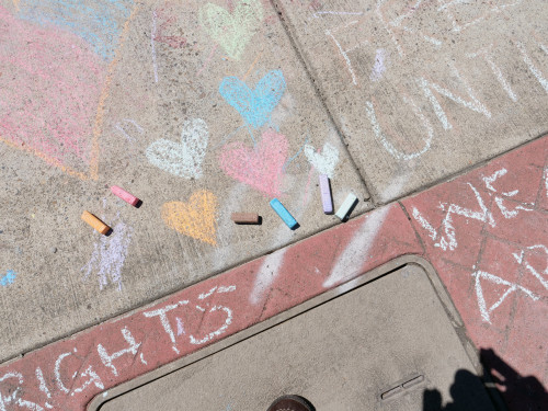 Chalk for Juneteenth event at Bag&Baggage Production's The Vault Theatre, Hillsboro, Oregon, on June 19, 2021.