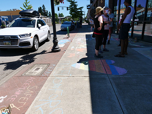 Chalk for Juneteenth event at Bag&Baggage Production's The Vault Theatre, Hillsboro, Oregon, on June 19, 2021.