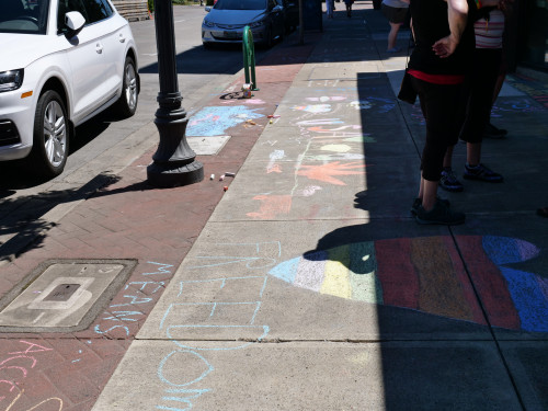 Chalk for Juneteenth event at Bag&Baggage Production's The Vault Theatre, Hillsboro, Oregon, on June 19, 2021.