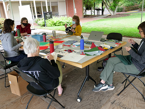 Our first Quilt for Change event happened on August 6, 2021 in a tent by York at the Graduate School at Lewis & Clark College.