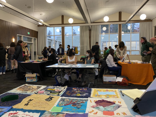 Art for Social Change displayed their quilt squares from the Pandemic Quilt