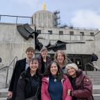 The HB3761 Lewis & Clark team stands outside Oregon's capital after a successful testimony.