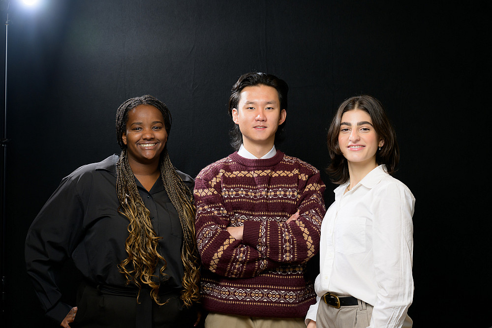 Victor Cho BA '26, Melanie Gitiha BA '27, and Alvina Sargsyan BA '25
