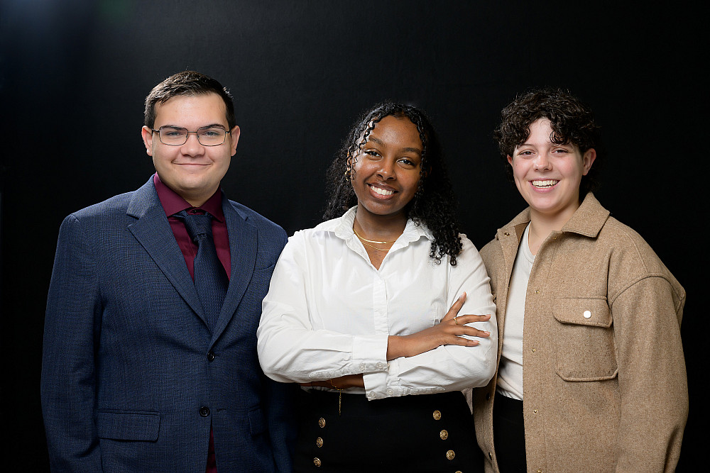 Blaise Harrison BA '25, Alex Hutchinson BA '28, Iman Tolola BA '25