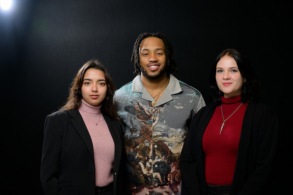 Rita Alkhateeb BA '27, Julian Colvin BA '25, and Rebeka Lazova BA '24