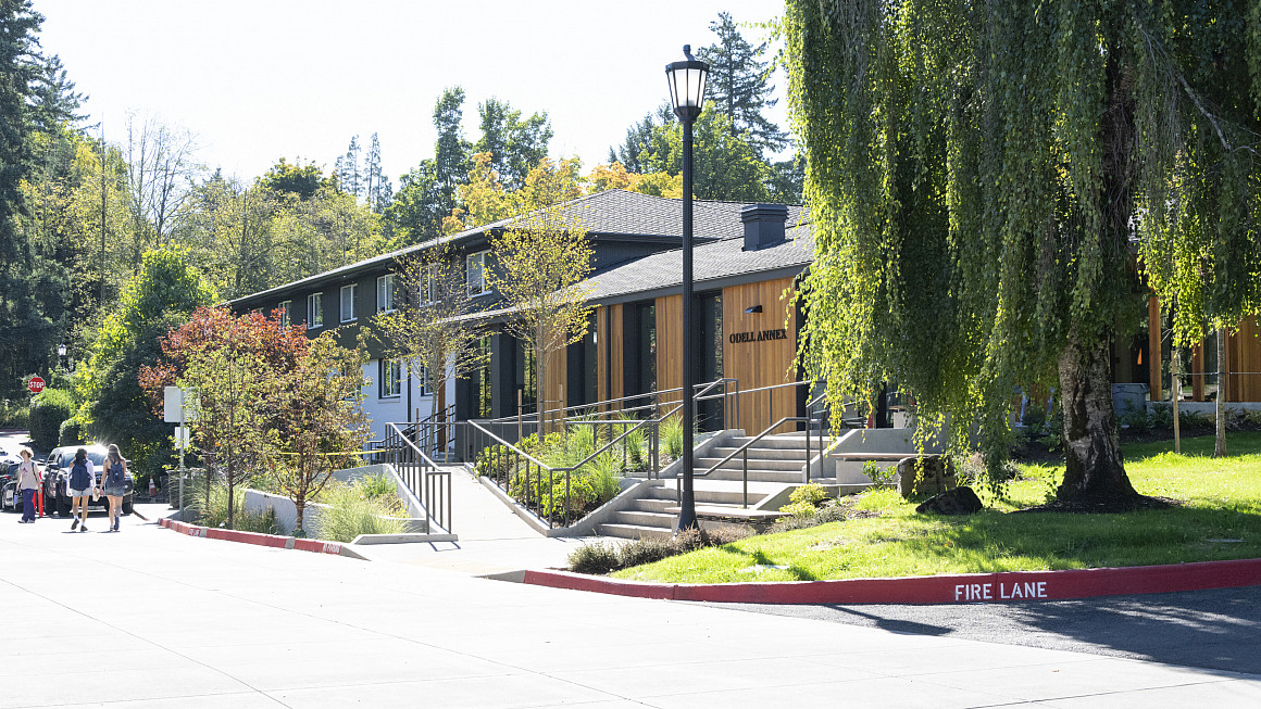 Exterior view of renovated halls.