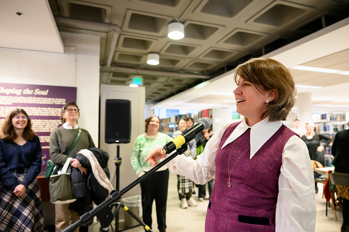 Hannah Crummé, head of special collections and college archives, helped put together the exhibition.