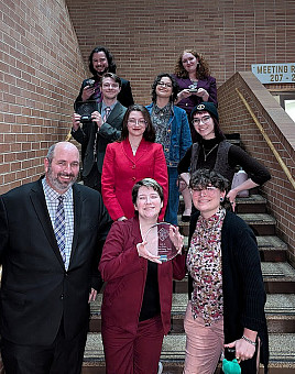 The L&C team and coaches at the National Speech tournament. Front row: Director of Speech/Debate Joe Gantt, Sol Camper BA '26, D...