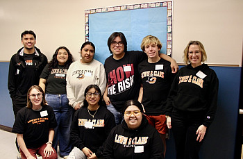 Fall 2026 SPAN 301H class Back row, from left: Danzel Mercado BA '29, Mia McGauley BA '28, Cristal Martinez BA '29, Diego Gomez-Hernandez...