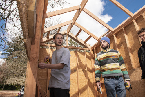 Interior of the tiny house under construction.