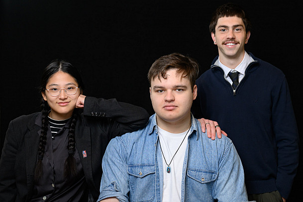 The Scholar's Retreat--A curated intellectual residency on college campuses for curious adults From left: Zoe Lang BA '26, Nate Berol BA ...