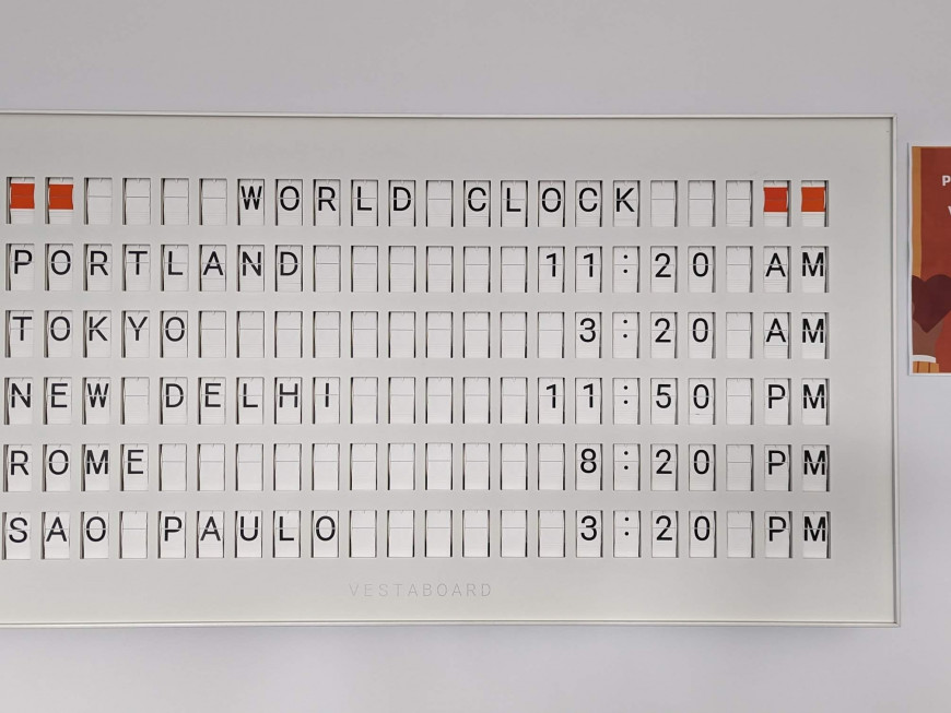 The world clock in Stewart complements the theme of the hall's Travel Lounge, a Living-Learning Community that bridges students