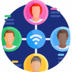 Image of people connecting via wi-fi
